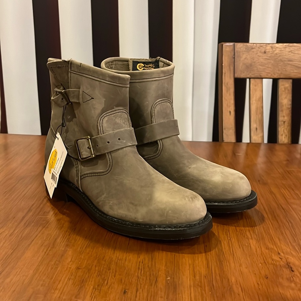 Chippewa Taupe Suede Engineer Booties